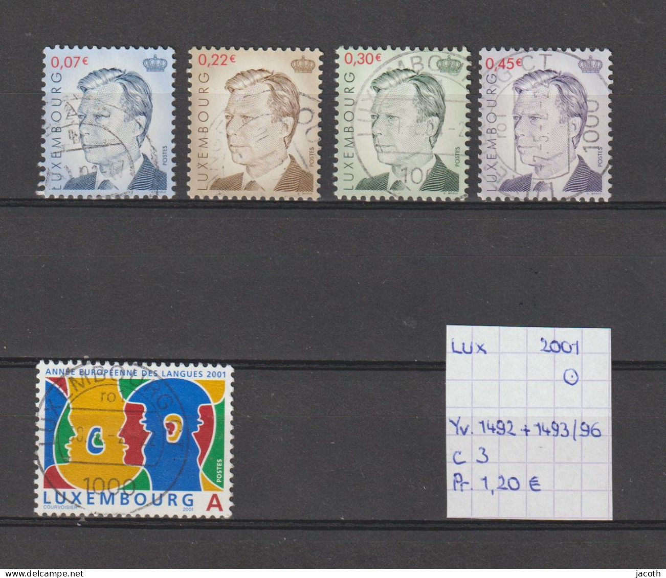 (TJ) Luxembourg 2001 - YT 1492 + 1493/96 (gest./obl./used) - Gebraucht
