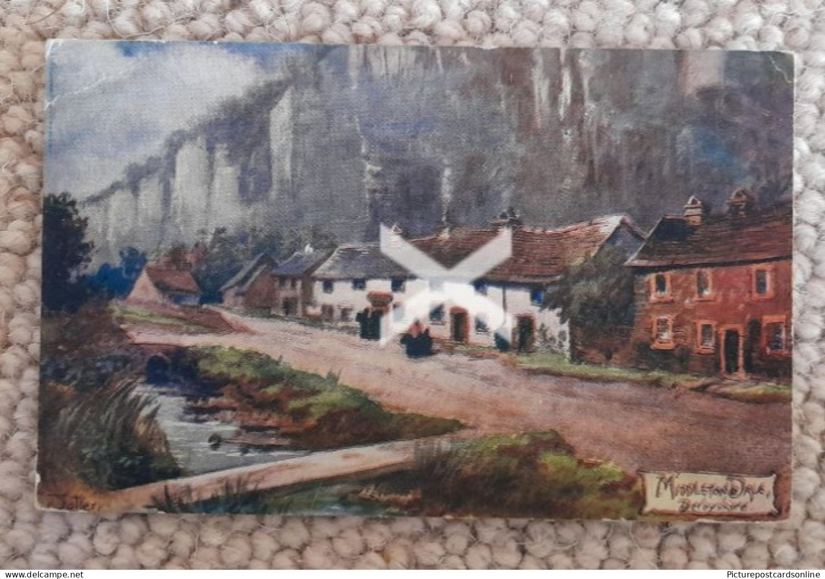 MIDDLETON DALE OLD COLOUR ART POSTCARD DERBYSHIRE TUCK OILETTE NO 1357 BY JOTTER - Derbyshire