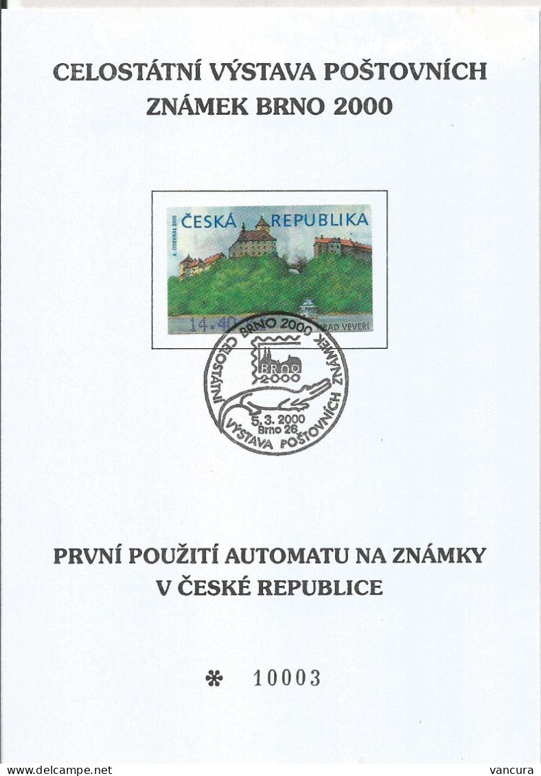 Commemorative Sheet Czech Republic 2000 Introduction Of The "FRAMA" Stamps - Machine Labels [ATM]