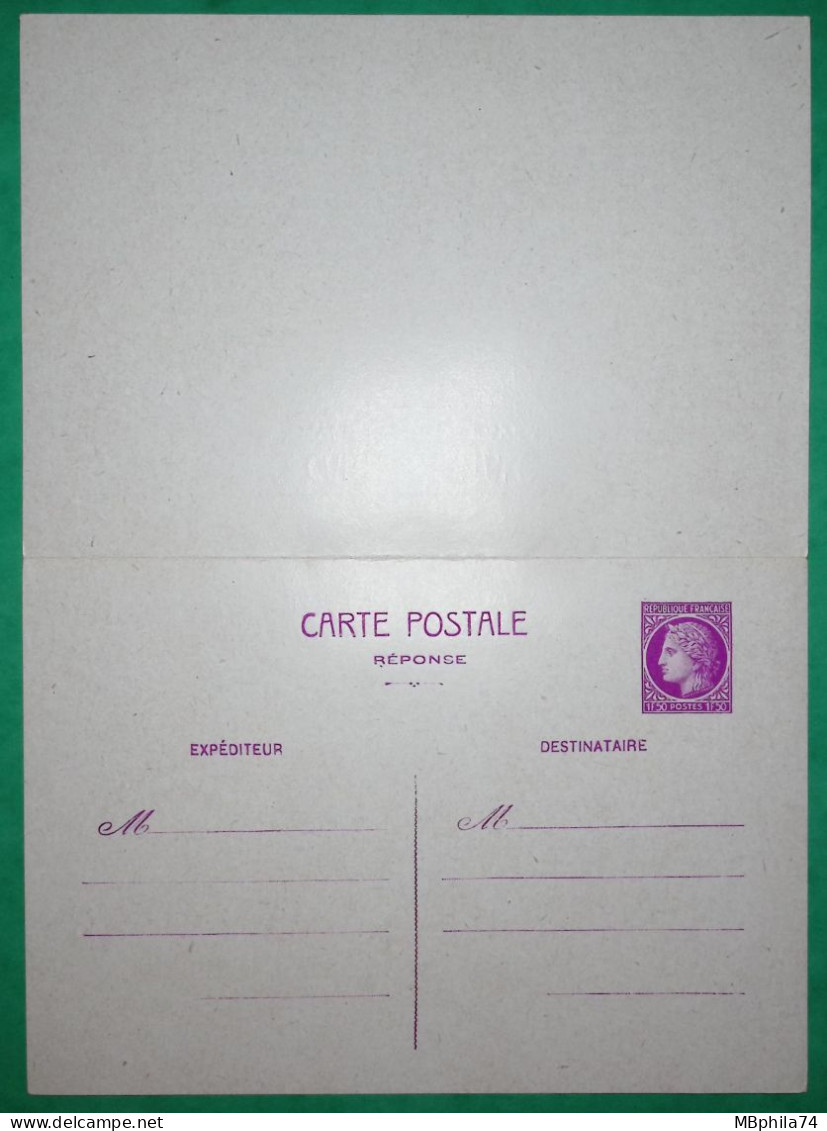 ENTIER CERES MAZELIN 1F50 LILAS AVEC REPONSE NEUF LETTRE COVER FRANCE - Karten/Antwortumschläge T