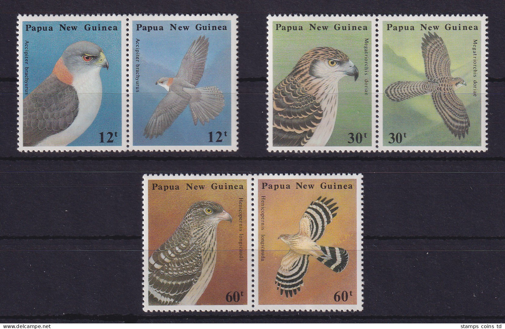 Papua-Neuguinea Greifvögel Mi.-Nr. 497-502  Satz 6 Werte Kpl.  ** / MNH - Papouasie-Nouvelle-Guinée