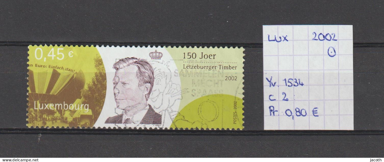 (TJ) Luxembourg 2002 - YT 1534 (gest./obl./used) - Usati