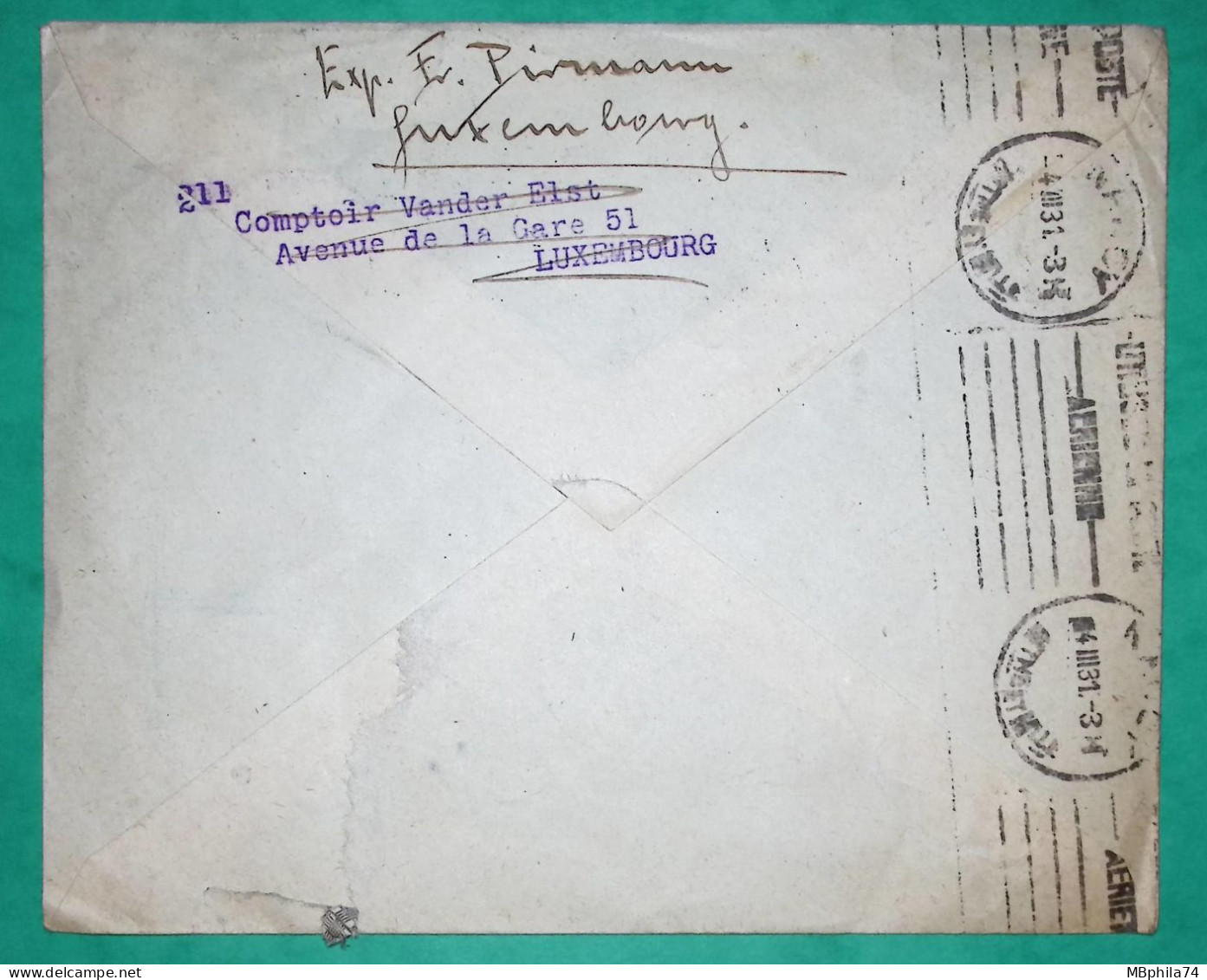 10C X5 + 75C CHARLOTTE LUXEMBOURG LETTRE POUR LYON FRANCE 1931 COVER - 1926-39 Charlotte Rechtsprofil