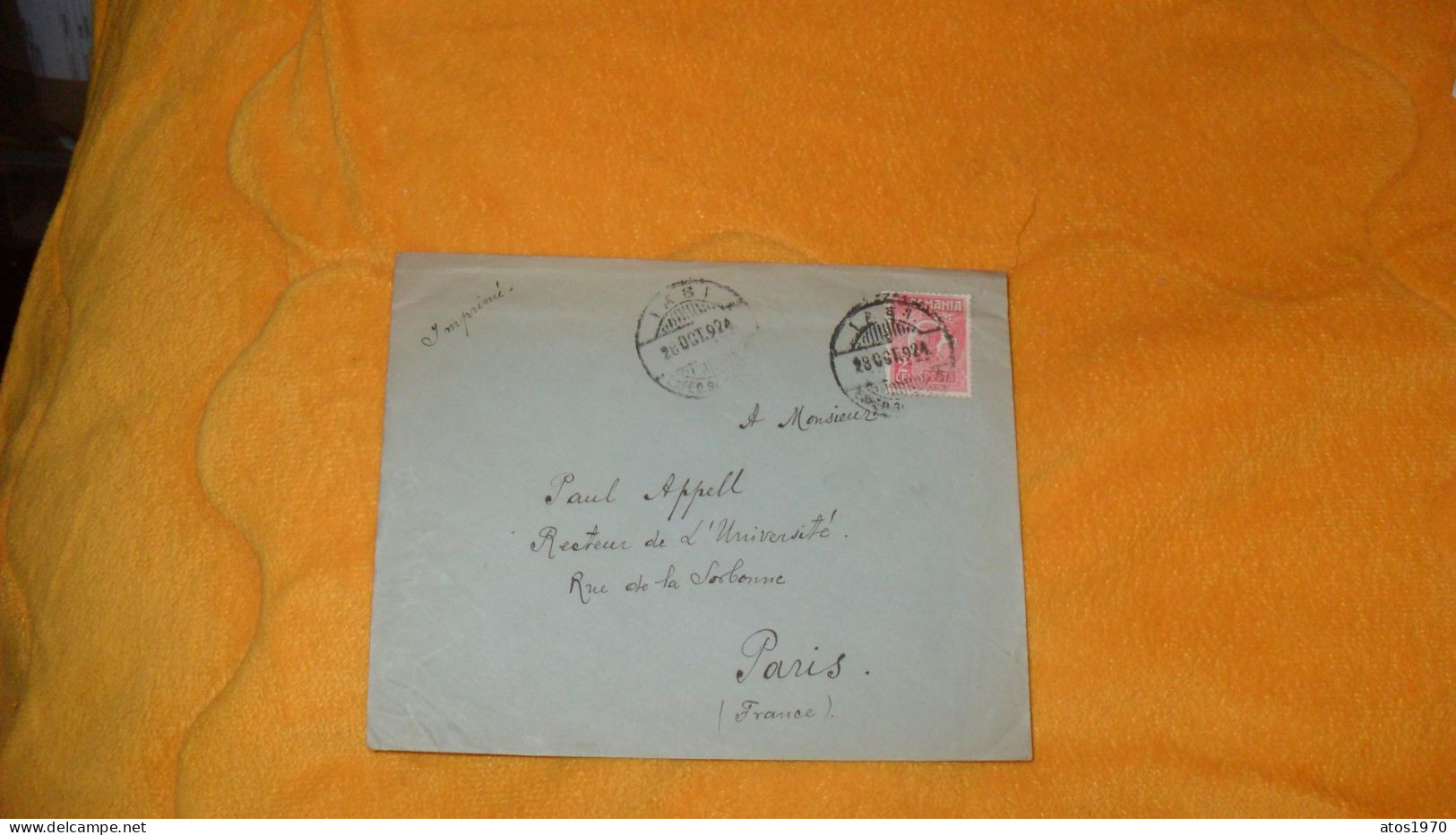 ENVELOPPE ANCIENNE DE 1924../ ROUMANIE..CACHETS IASI POUR PARIS + TIMBRE ROMANIA 2 LEI.. - Brieven En Documenten