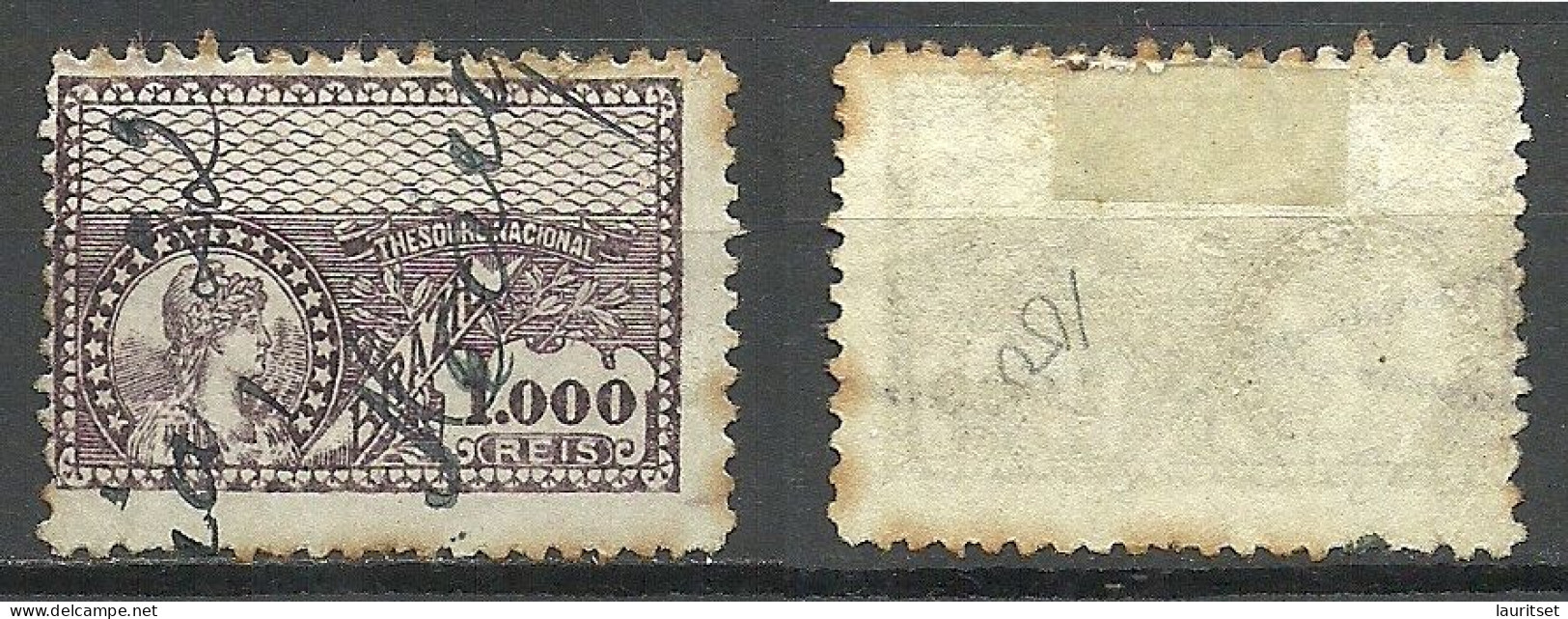 BRAZIL Brazilia Revenue Tax Fiscal Stamp Thesouro National 1000 Reis O - Servizio