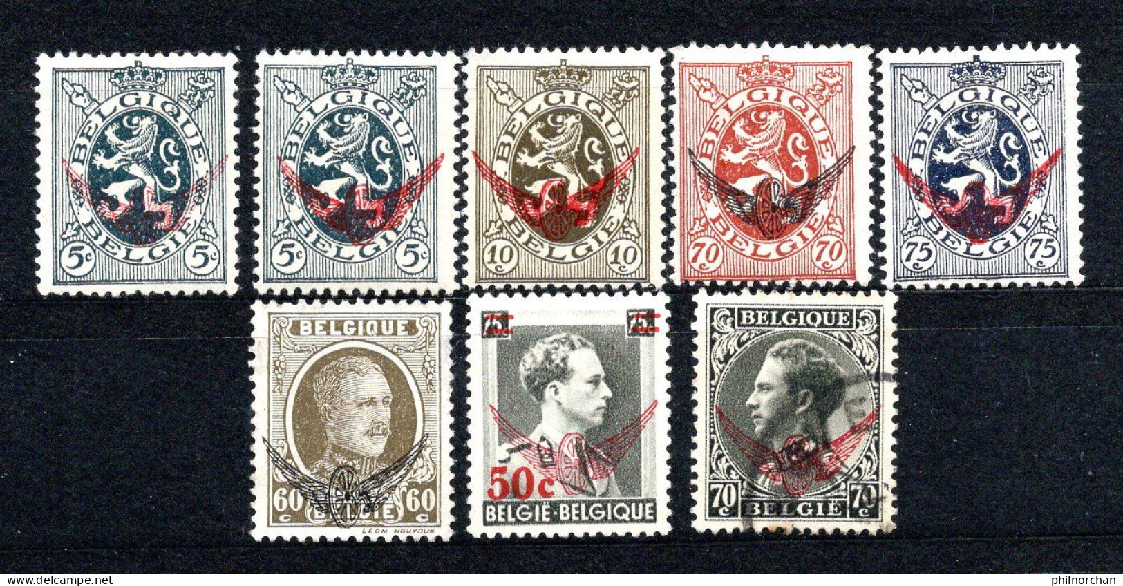 Belgique 1929 Service Neufs N°4,2xN°7,8,14,15,34 Et N°19 Oblitéré  0,50 €  (cote 6,65 € 8 Valeurs) - Postfris