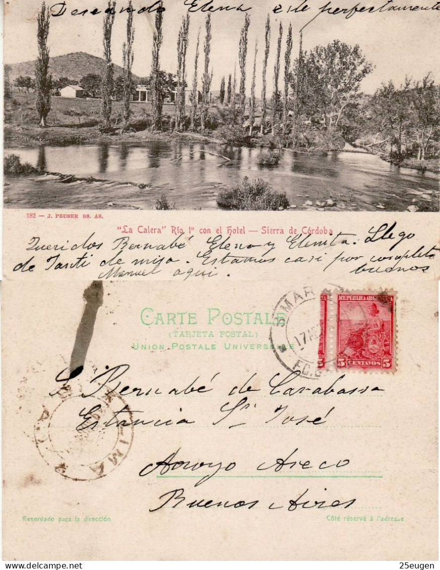 ARGENTINA 1904 POSTCARD SENT TO ARROYO - Covers & Documents