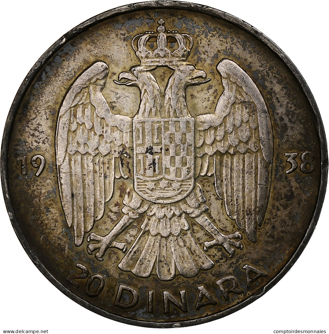 Yougoslavie, Petar II, 20 Dinara, 1938, Argent, TTB, KM:23 - Yougoslavie