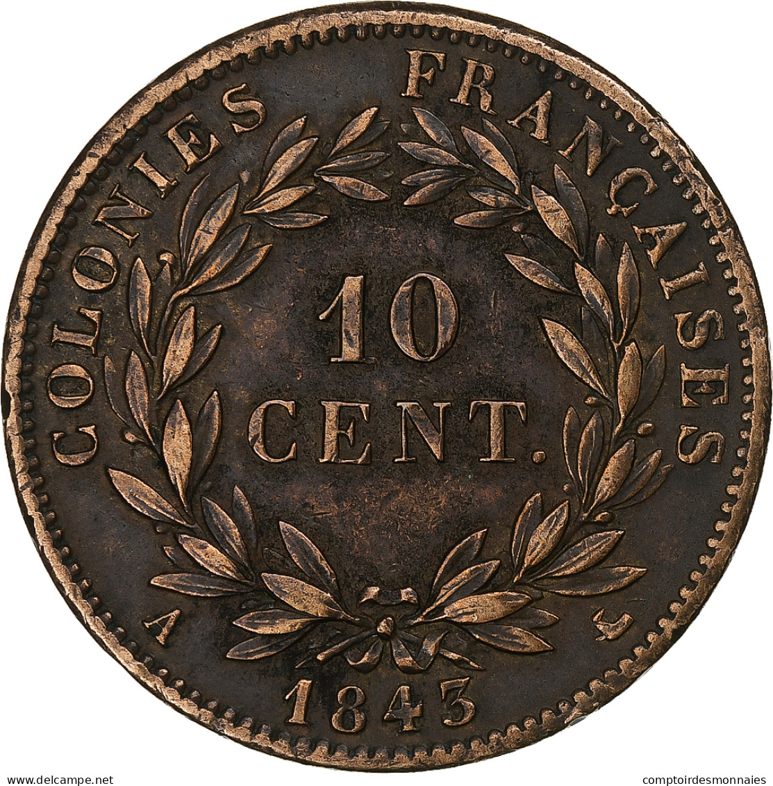 Colonies Françaises, Louis - Philippe, 10 Centimes, 1843, Paris, Bronze, TTB - Other & Unclassified