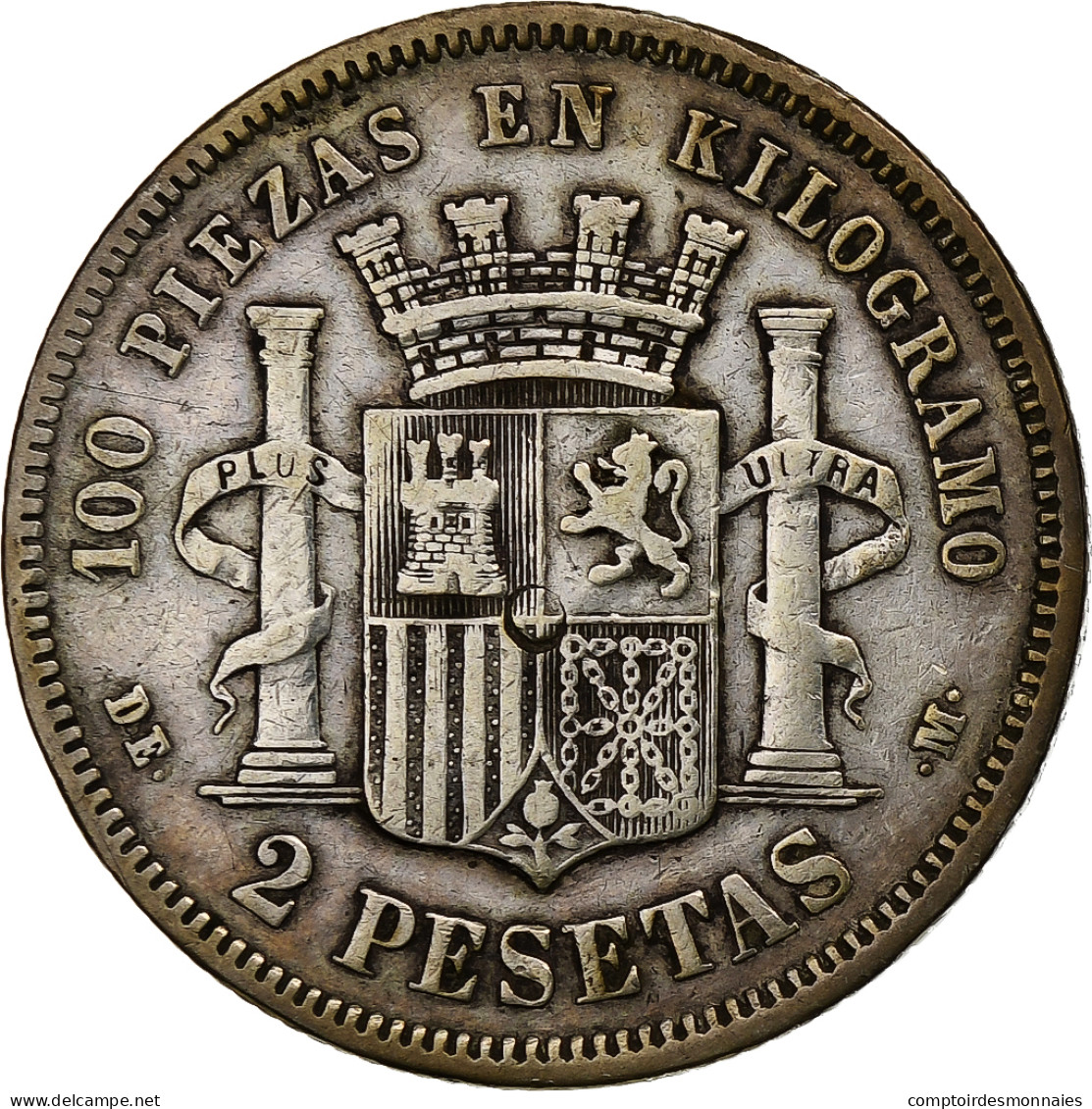 Espagne, Provisional Government, 2 Pesetas, 1870, Madrid, Argent, TB+, KM:654 - Erstausgaben