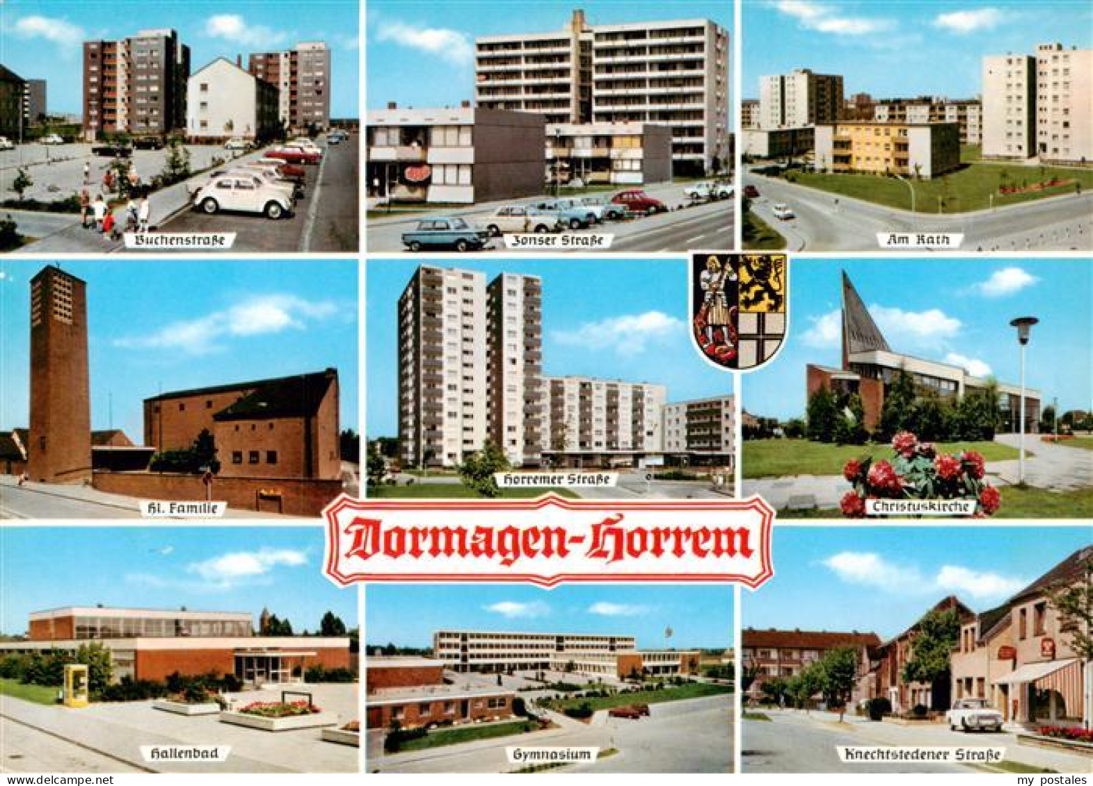 73951593 Horrem_Dormagen Wohnsiedlungen Hochhaeuser Kirche Hallenbad Gymnasium K - Dormagen