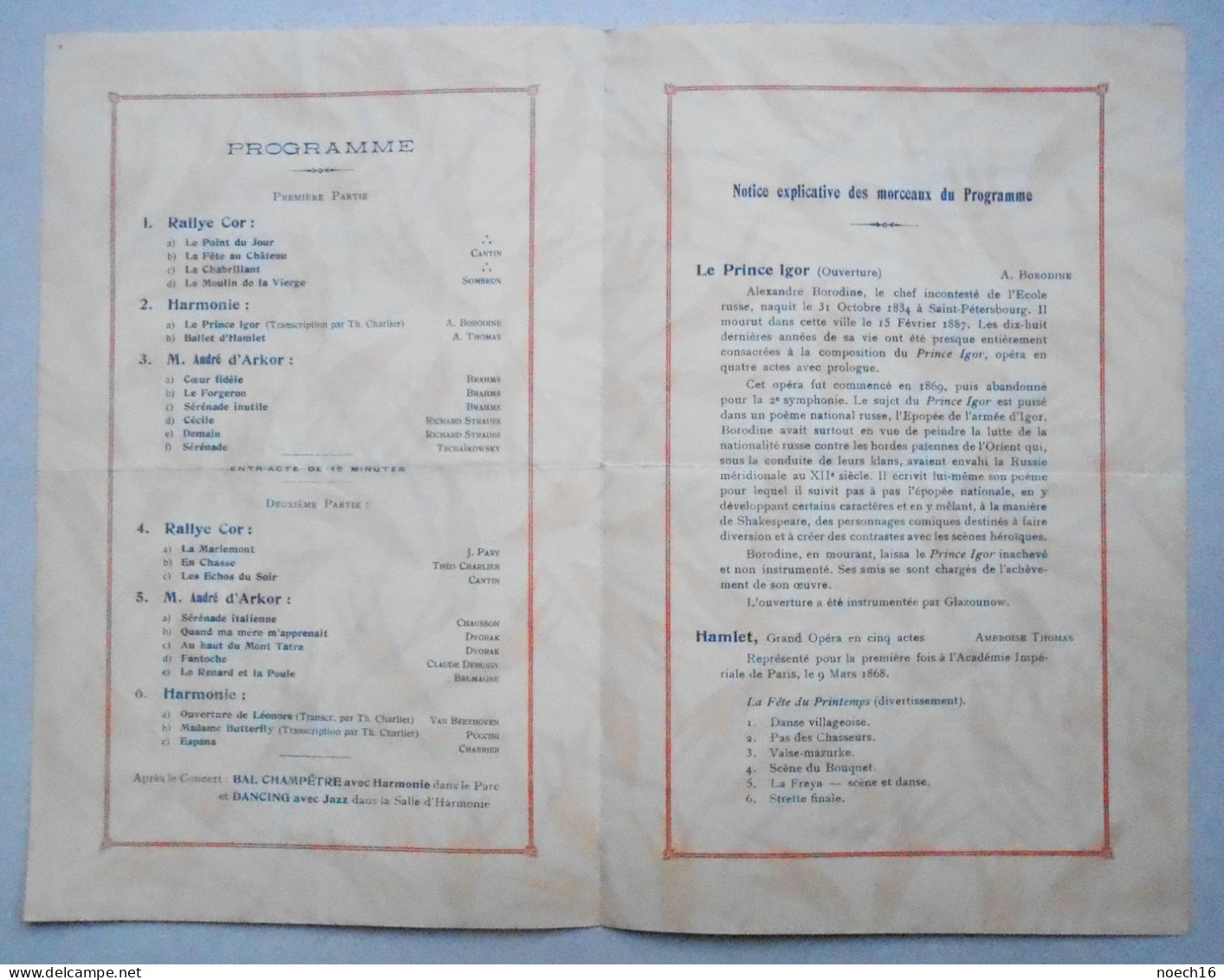 Programme Harmonie Royale Des Charbonnages De Mariemont-Bascoup, Concert Du 28 Juin 1936 - Programmes