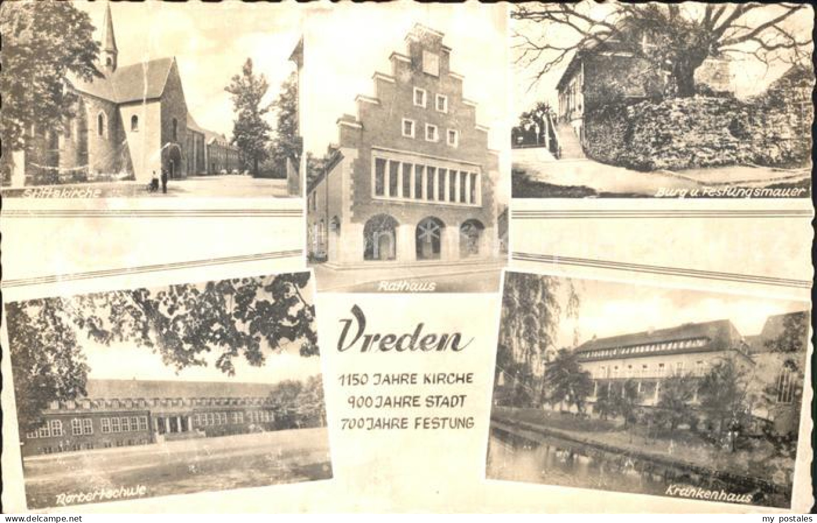 72089405 Vreden Stiftskirche Burg Festungsmauer Rathaus Norbertschule Krankenhau - Vreden