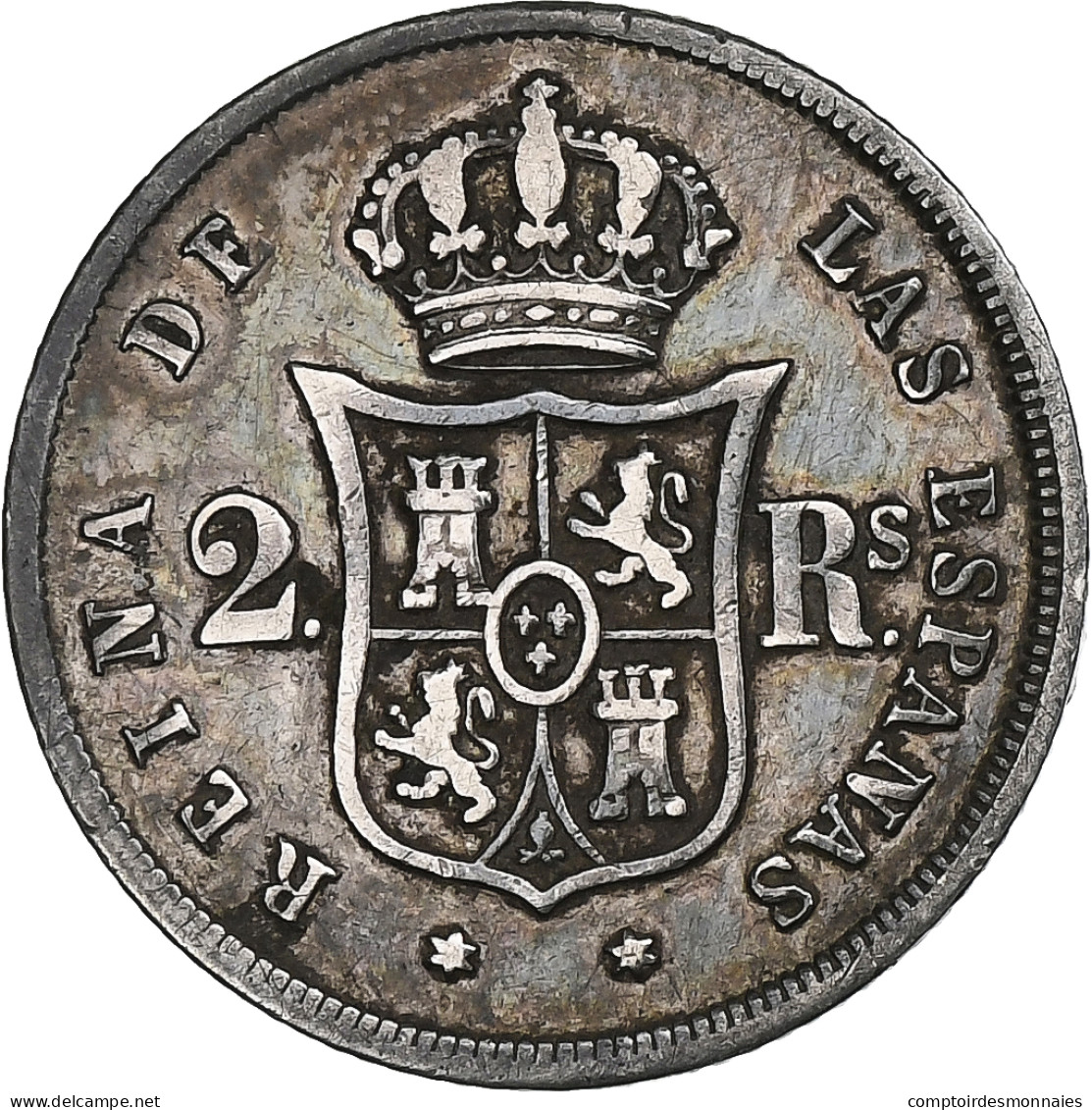 Espagne, Isabel II, 2 Reales, 1855, Madrid, Argent, TB+, KM:599.1 - Erstausgaben