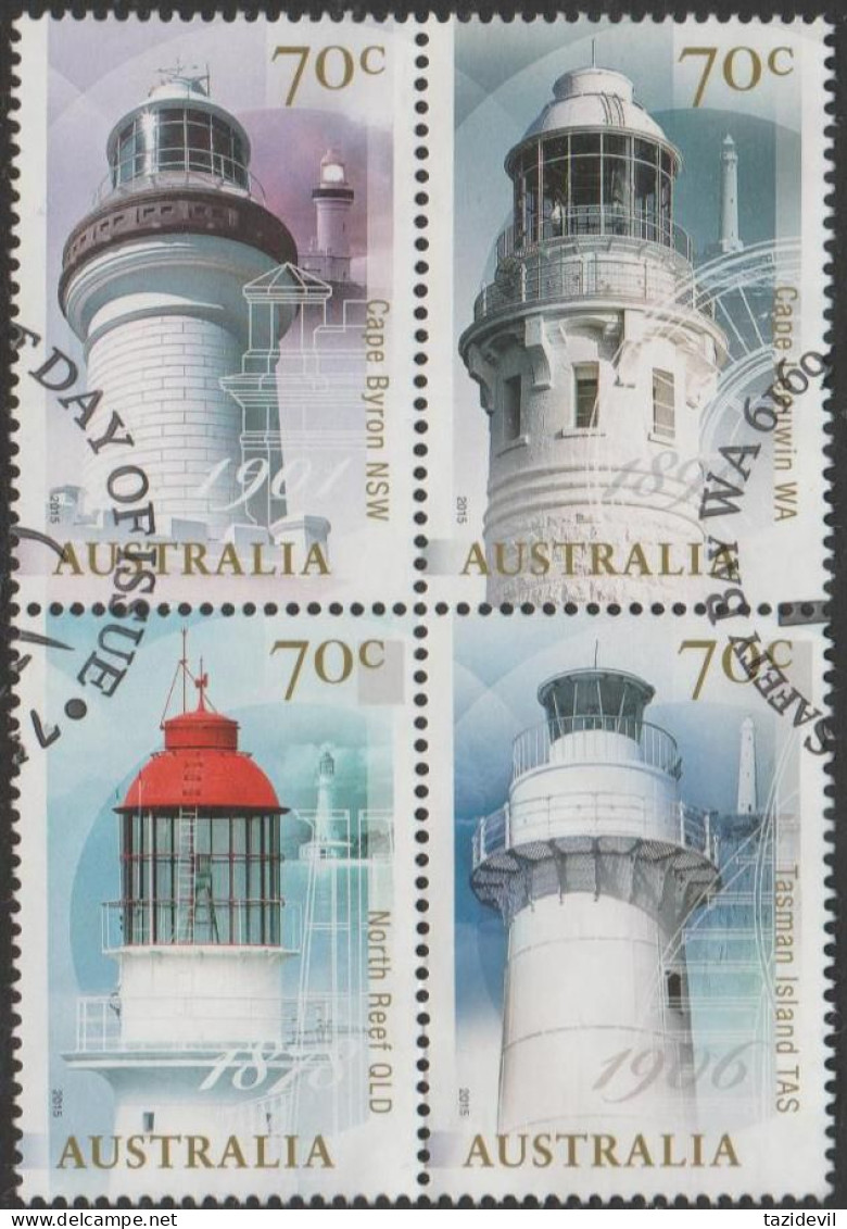 AUSTRALIA - USED 2015 $2.80 Lighthouses Block Of Four - Usati