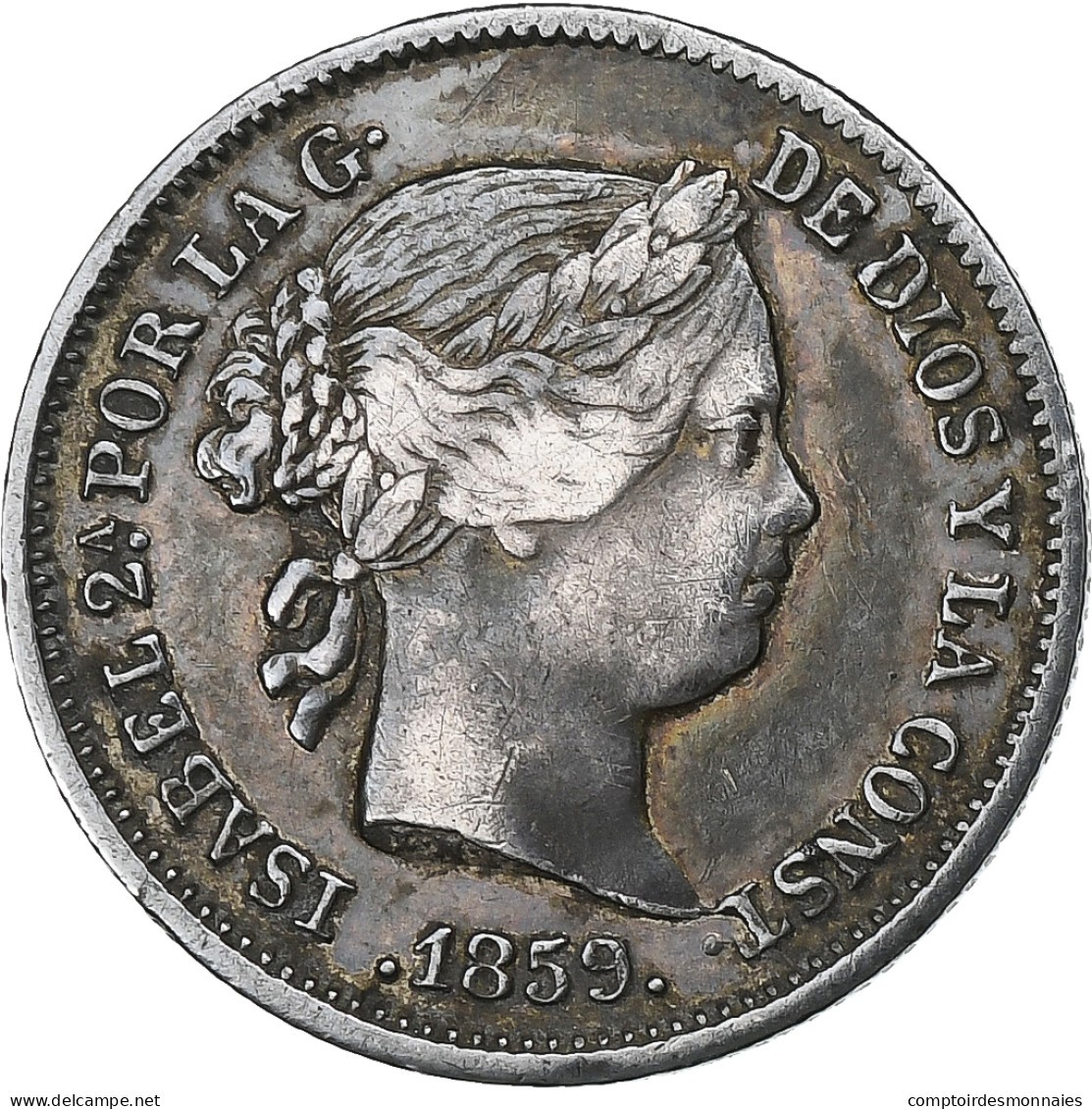 Espagne, Isabel II, Real, 1859, Madrid, Argent, TTB, KM:606.1 - Primeras Acuñaciones