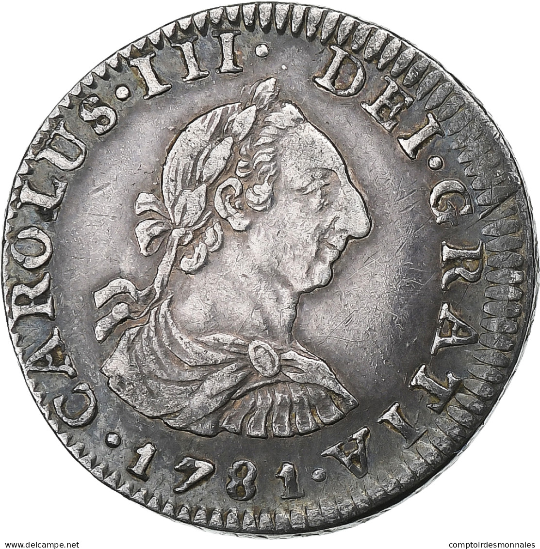 Mexique, Charles III, 1/2 Réal, 1781, Mexico City, Argent, SUP, KM:69.2 - Primi Conii