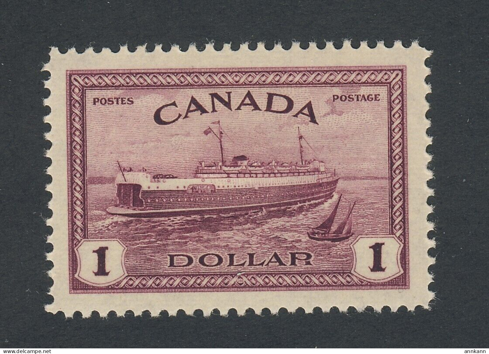 Canada $1.00 Stamp #273-$1.00 Train Ferry MHR VF Jumbo Borders - Unused Stamps