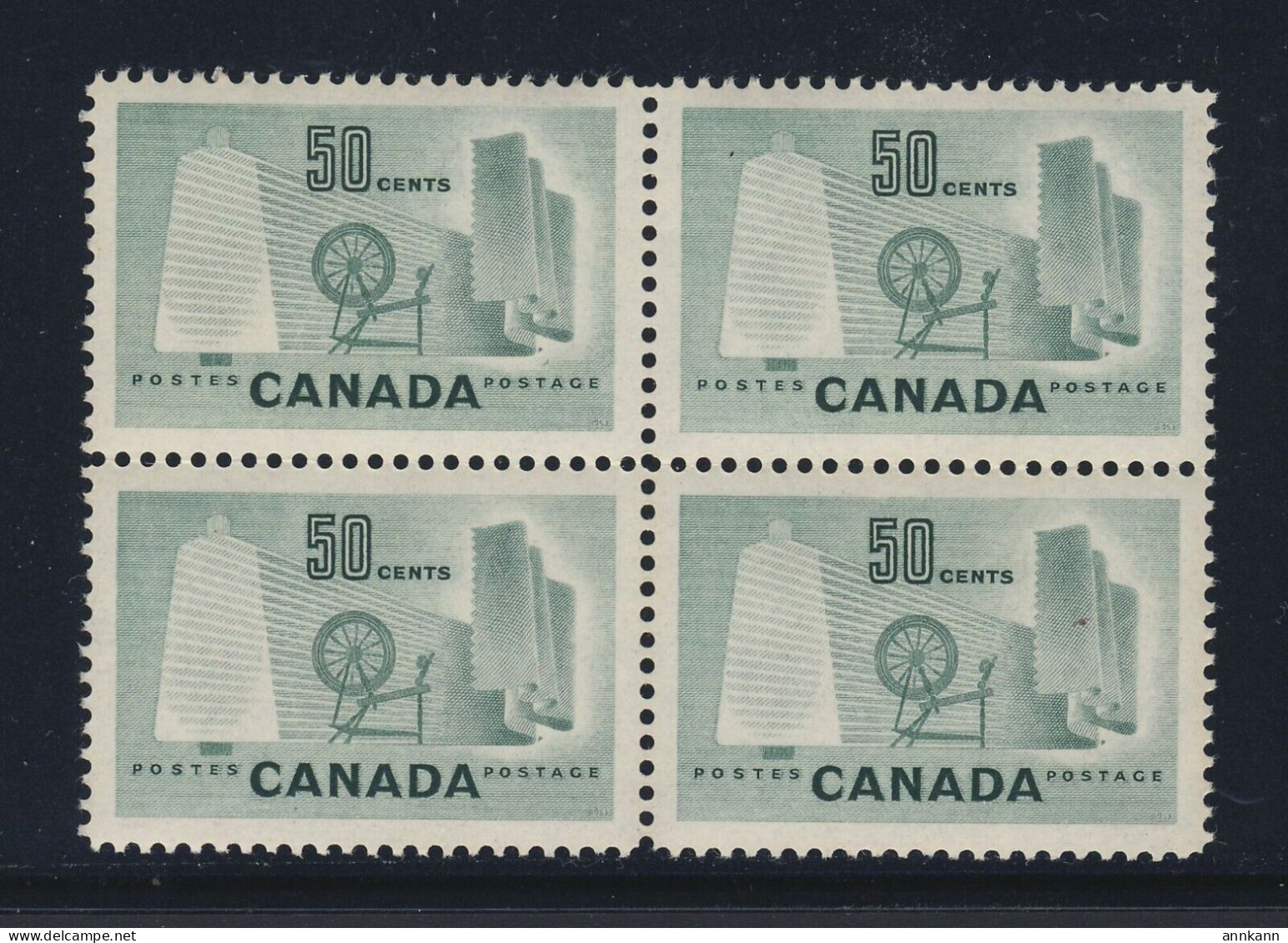 Canada 50c Stamp Block Of 4 #334 - 50c Textile Industry MNH VF - Blokken & Velletjes