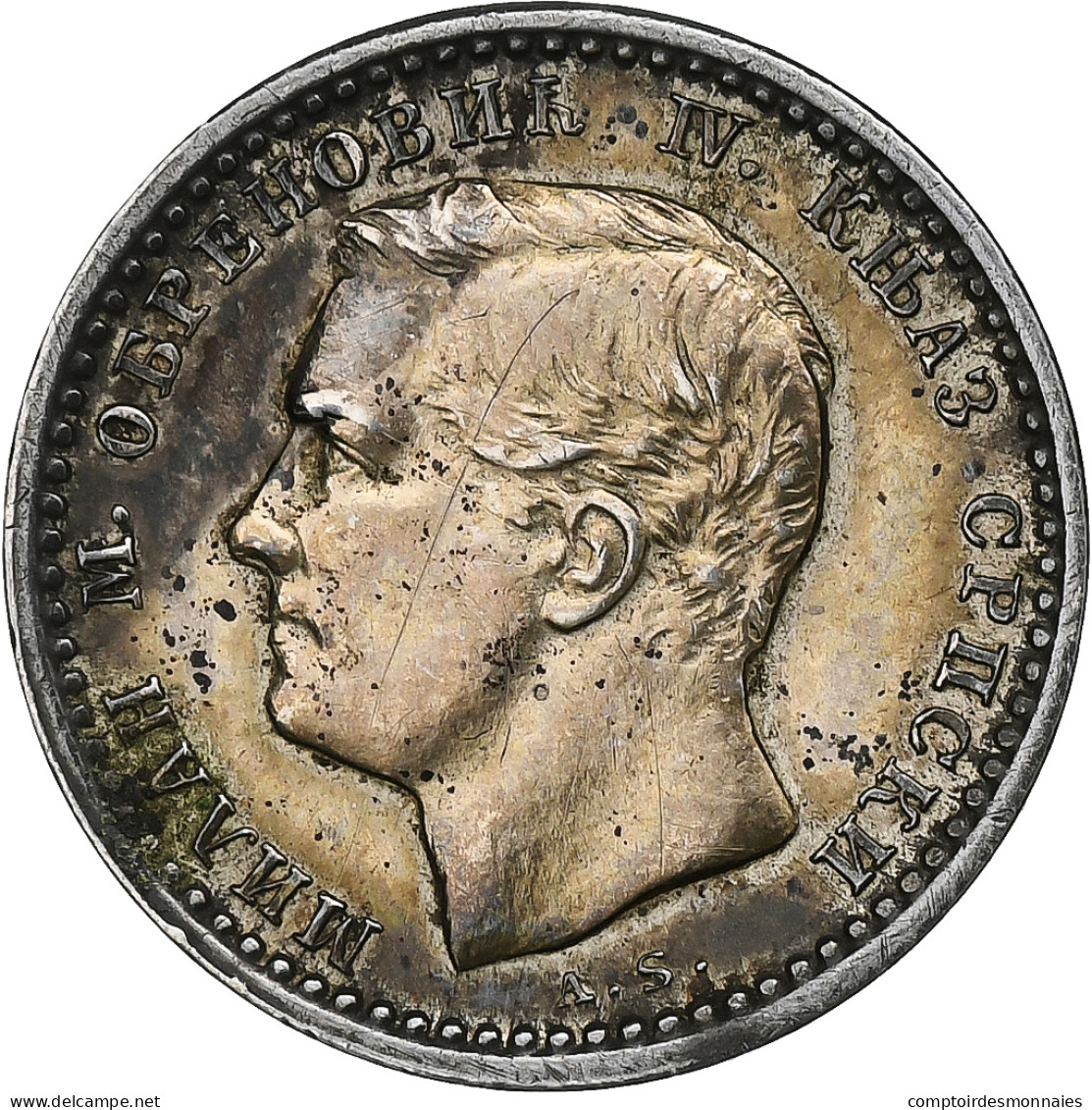 Serbie, Milan I, 50 Para, 1875, Argent, TTB+, KM:4 - Serbia