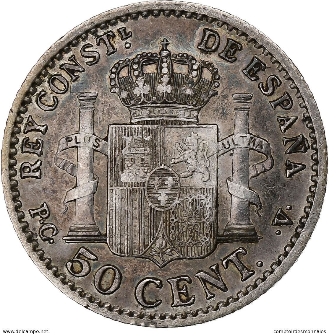 Espagne, Alfonso XIII, 50 Centimos, 1910, Madrid, Argent, TTB+, KM:723 - Erstausgaben