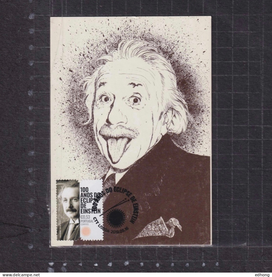 [Carte Maximum / Maximum Card / Maximumkarte] Portugal 2019 | Einstein Solar Eclipse - Albert Einstein