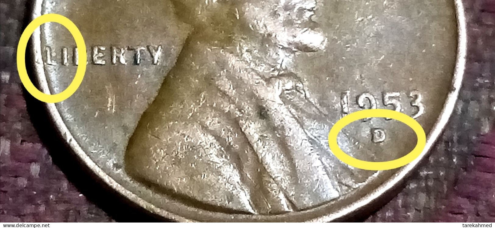 LINCOLN WHEAT PENNY 1953-D, Double Die & Deformity L IN LIBERTY ON Rim. Gomaa - 1909-1958: Lincoln, Wheat Ears Reverse