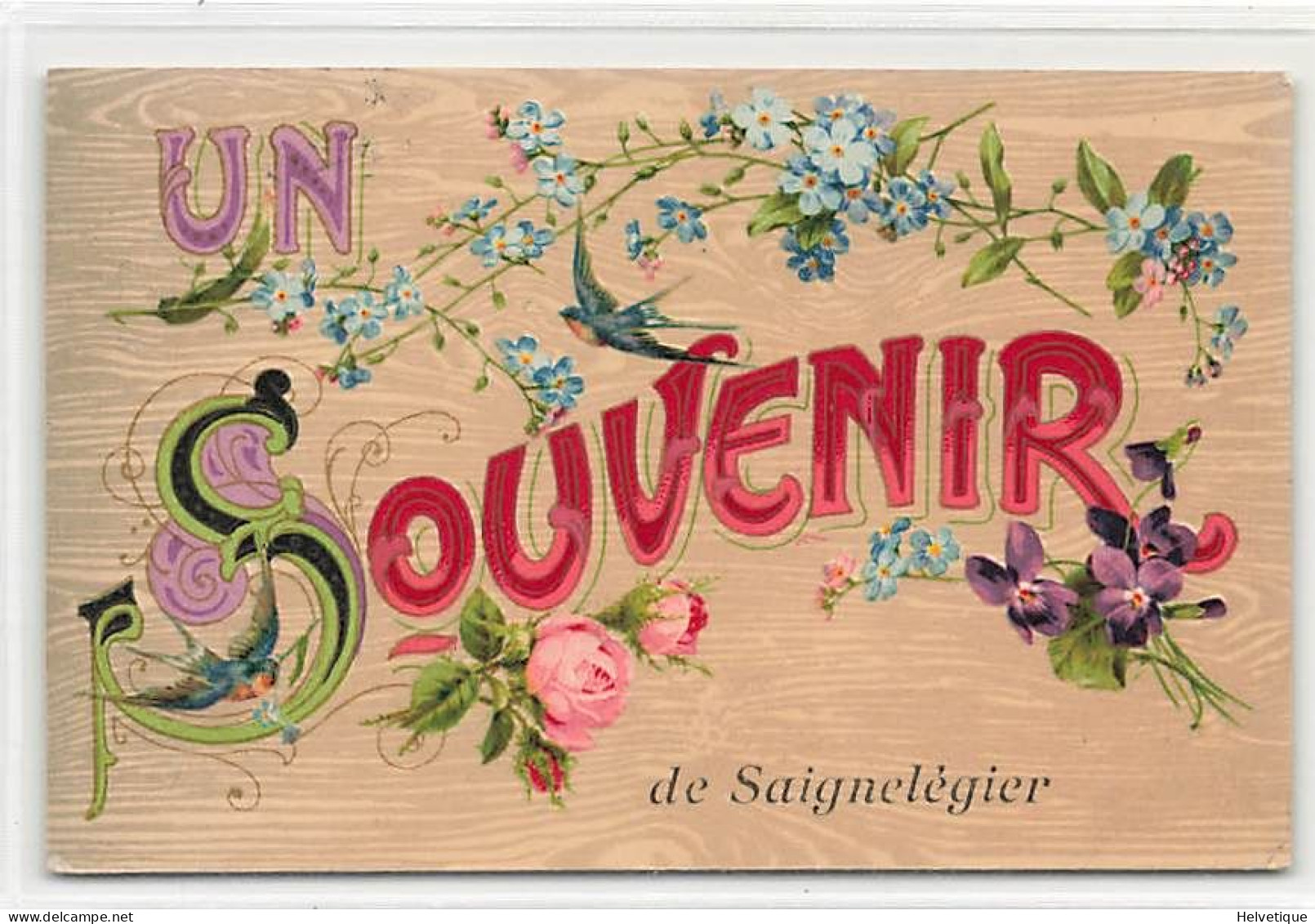 Un Souvenir De Saignelégier Myosotis Roses 1918 - Saignelégier