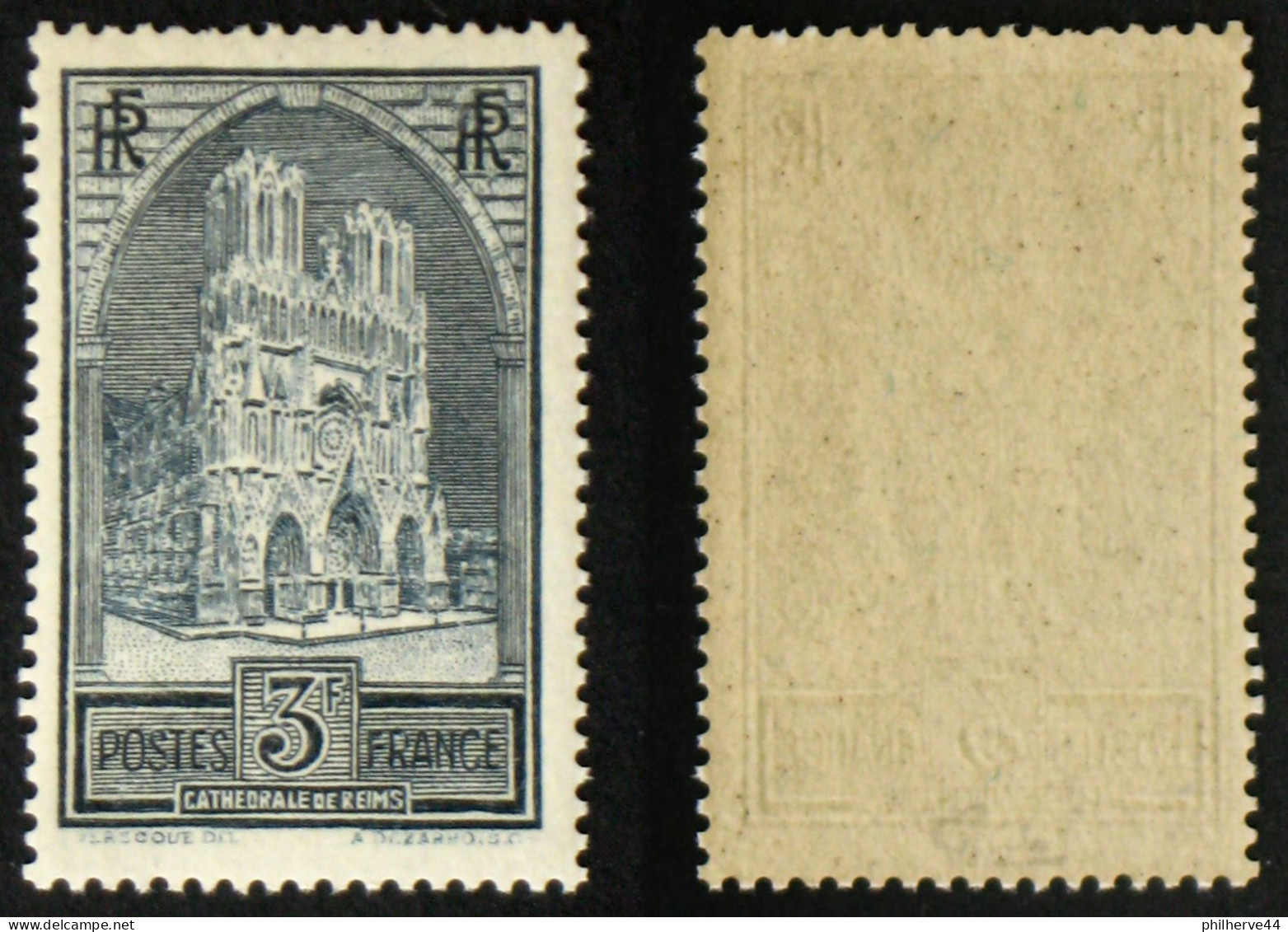 N° 259a Cathedrale Reims Type 2 TB Neuf N** Cote 350€ Signé Calves - Unused Stamps