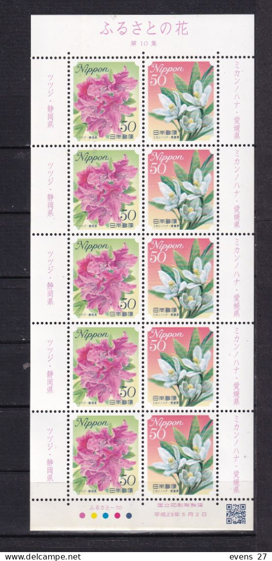 JAPAN-2010---  FLOWERS --- SHEET.MNH. - Hojas Bloque