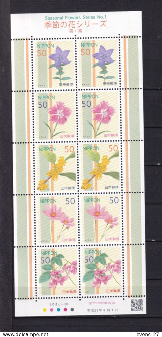 JAPAN-2010---SEASONAL  FLOWERS SERIES NO 1--- SHEET.MNH. - Blocs-feuillets