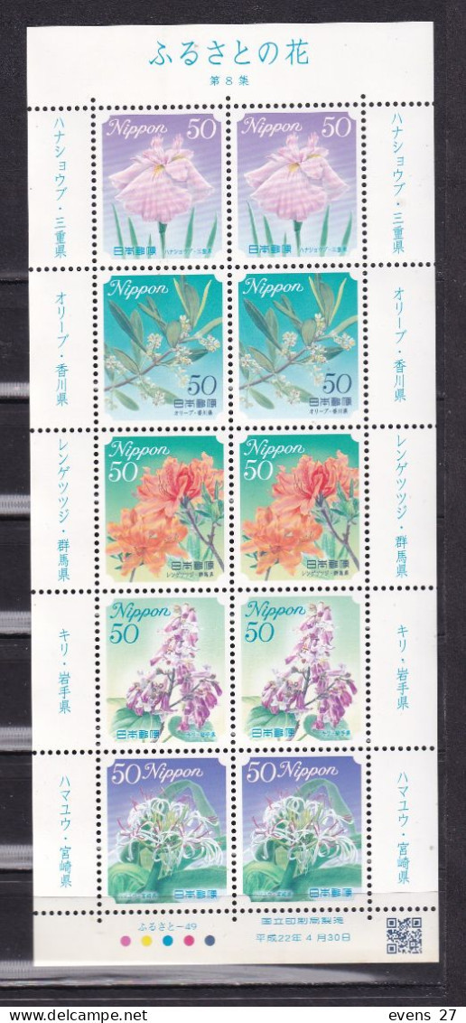 JAPAN-2010--- FLOWERS--- SHEET.MNH. - Blocks & Kleinbögen