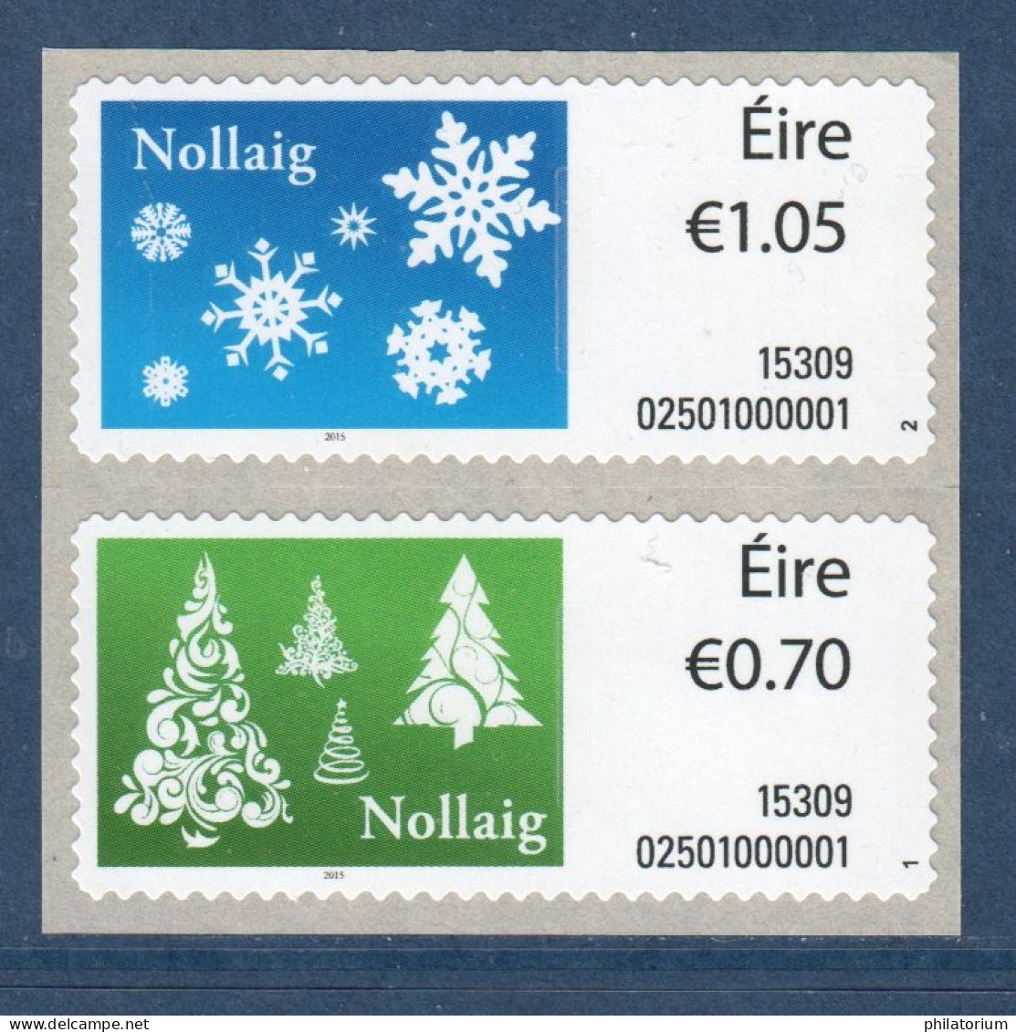 EIRE Ireland Irlande, **, Yv D 63, D 64, Mi ATM 63, ATM 64, SG M 59, M 60, Noël 2015, Flocons De Neige, Sapin, - Automatenmarken (Frama)