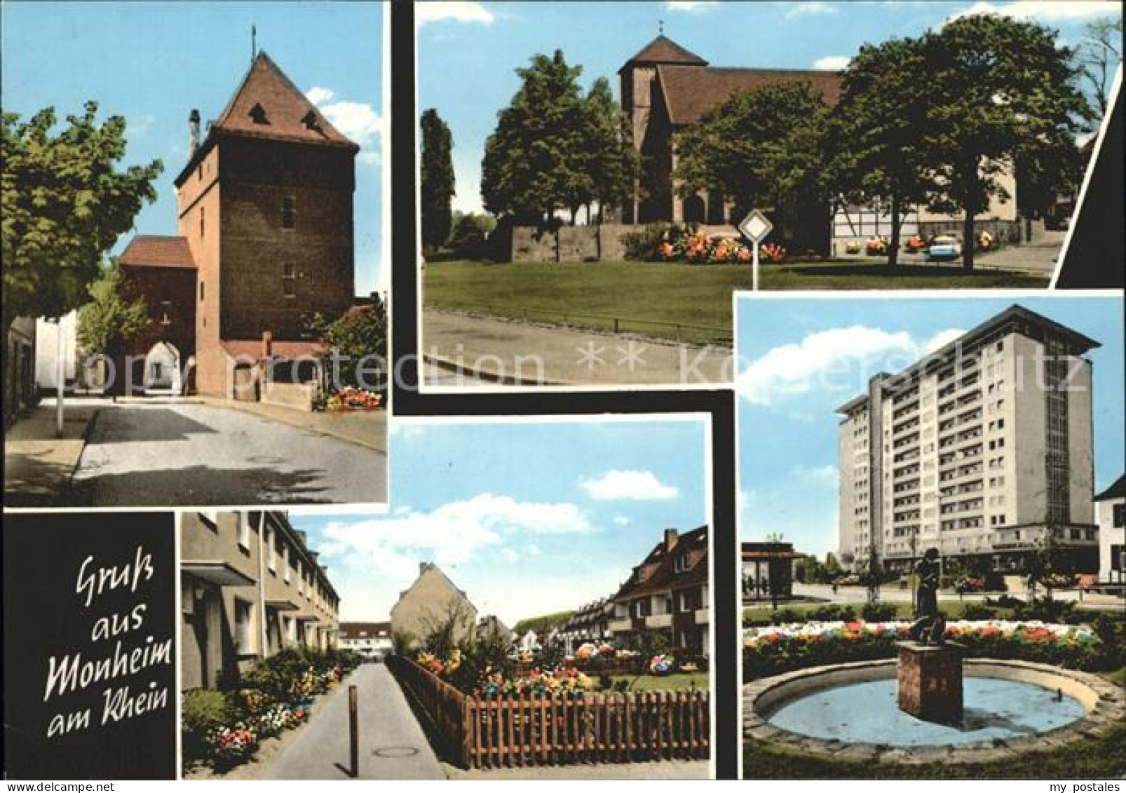 72048234 Monheim Rhein Teilansichten Kirche Brunnen Hochhaus Monheim Rhein - Monheim