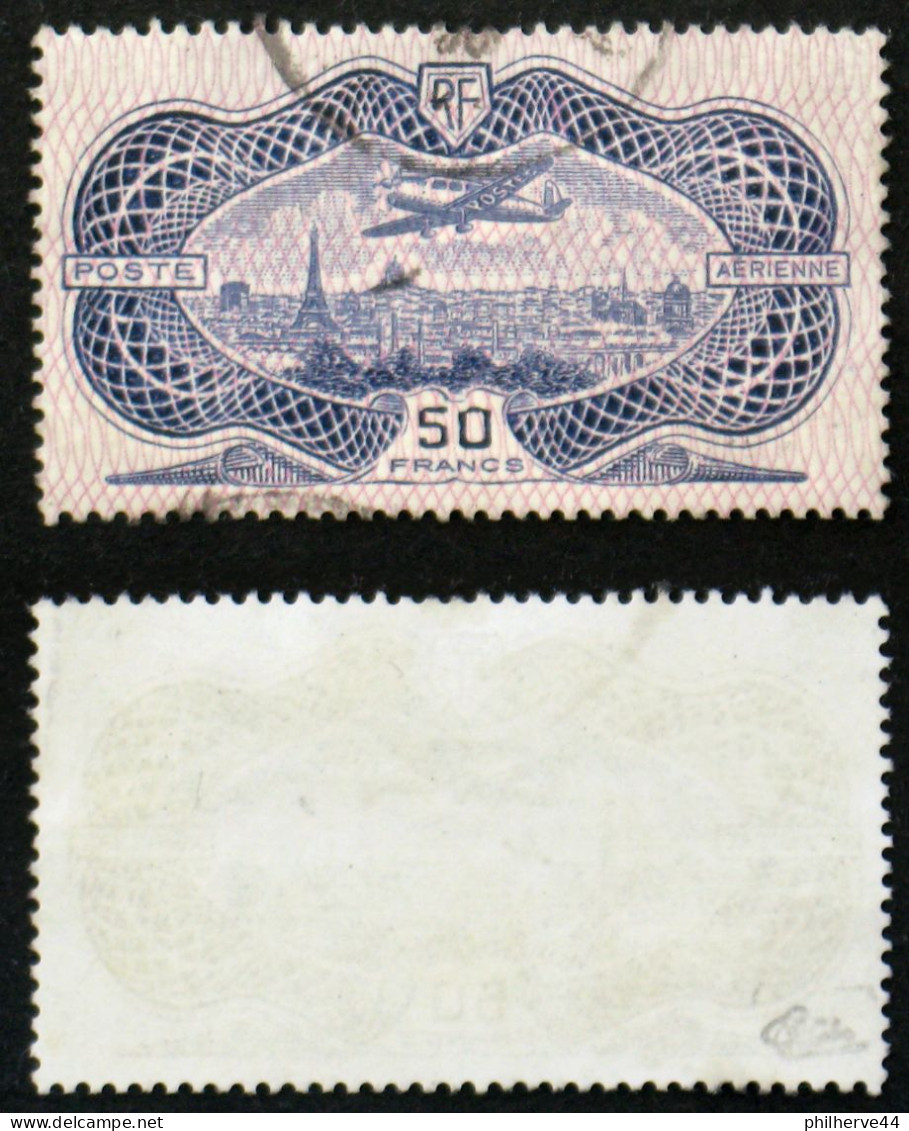 N° PA 15 50F Burelé Oblit TB Cote 400€ Signé Calves - 1927-1959 Oblitérés
