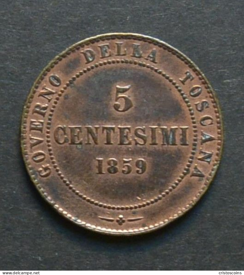 Vittorio Emanuele II, Re Eletto 5 Centesimi I°Tipo 1859,Toscana P.5 (V /370 - Tuscan