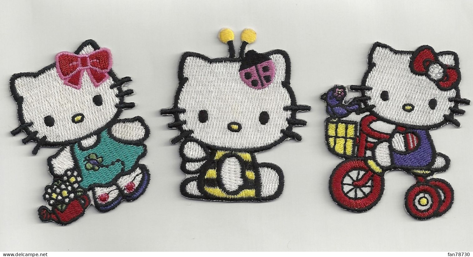 Lot De Trois Appliques En Tissu Thermocollant Hello Kitty - Dentelles Et Tissus