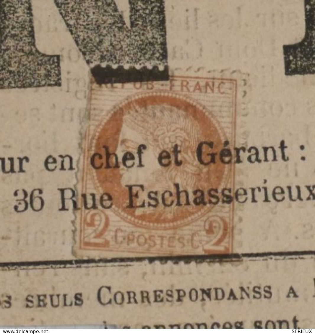 DH6 FRANCE SUR JOURNAL L INDEPEDANT GRAND FRAGMENT CURIOSITé 1874   N°51 SEUL  +AFF.  INTERESSANT+++ - 1849-1876: Classic Period