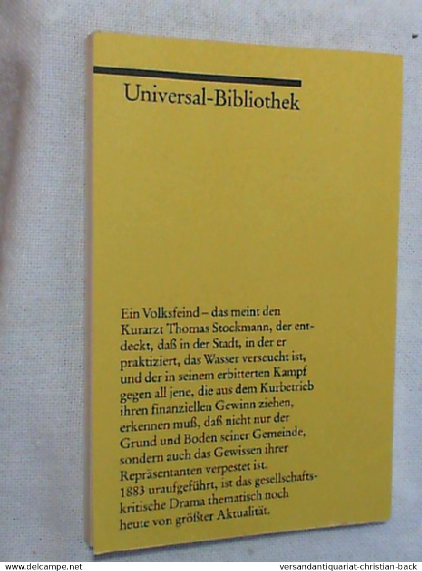 Ein Volksfeind : Schauspiel In 5 Akten. - Unterhaltungsliteratur