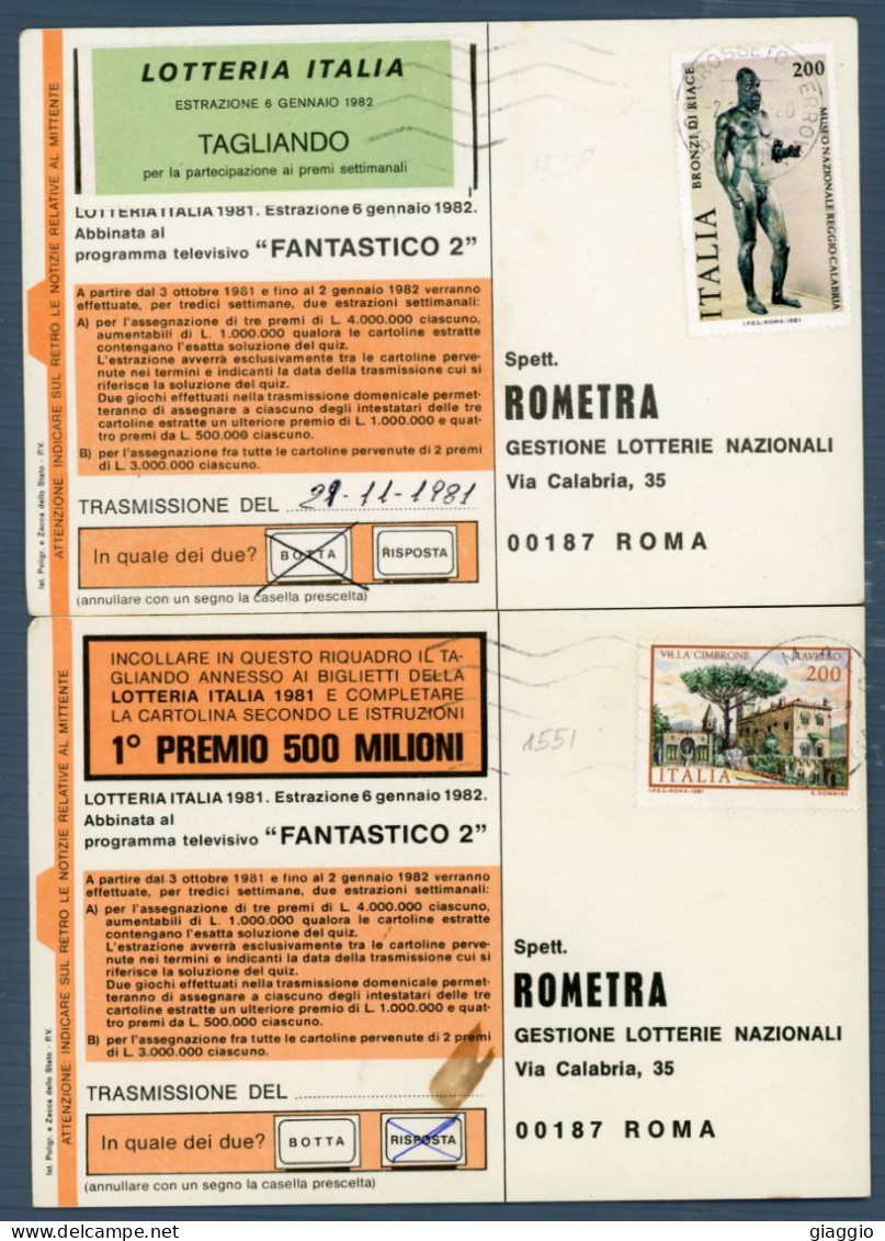 °°° Francobolli N. 4485 - Cartoline Lotteria 4 Pezzi °°° - Sammlungen