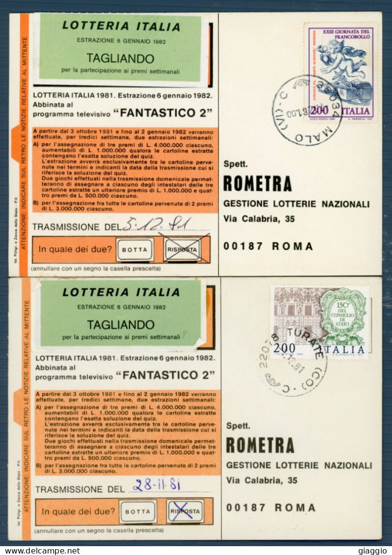 °°° Francobolli N. 4485 - Cartoline Lotteria 4 Pezzi °°° - Lotti E Collezioni