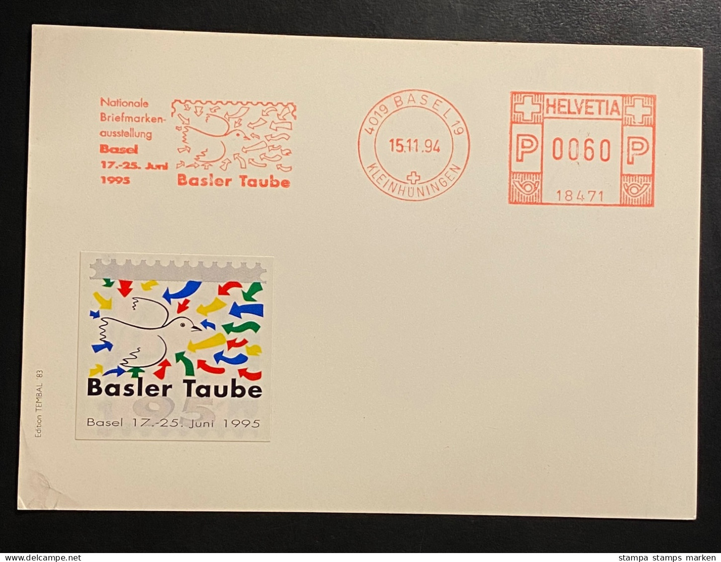 Schweiz 1994 Freistempel Basler Taube Auf Postkarte - Frankeermachinen