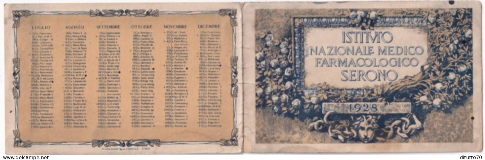 Calendarietto - Istituto Nazionale Medico Farmacologico Serono - Anno 1928 - Formato Piccolo : 1921-40