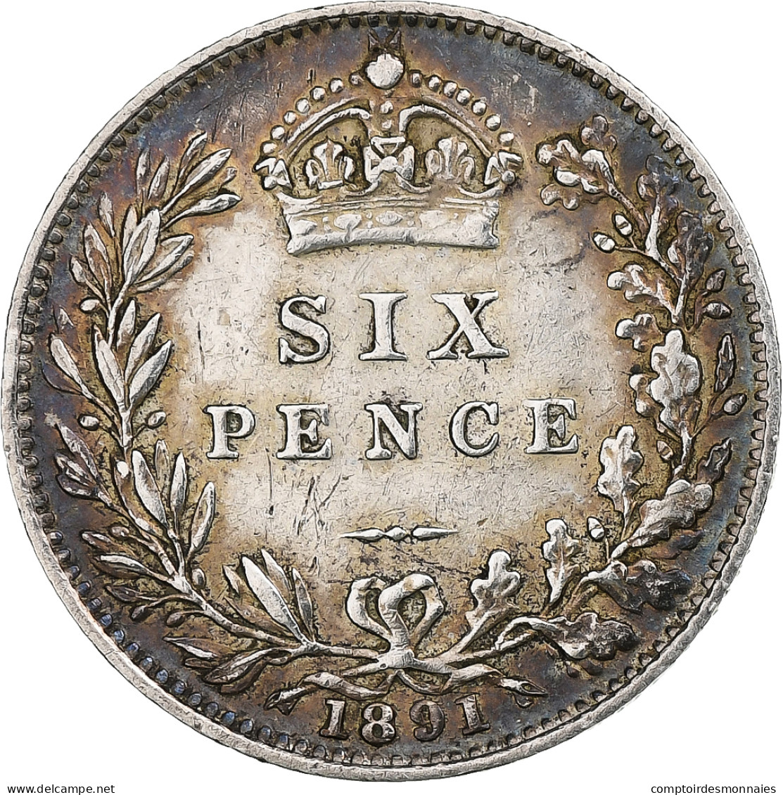 Grande-Bretagne, Victoria, 6 Pence, 1891, Argent, TTB, KM:760 - H. 6 Pence