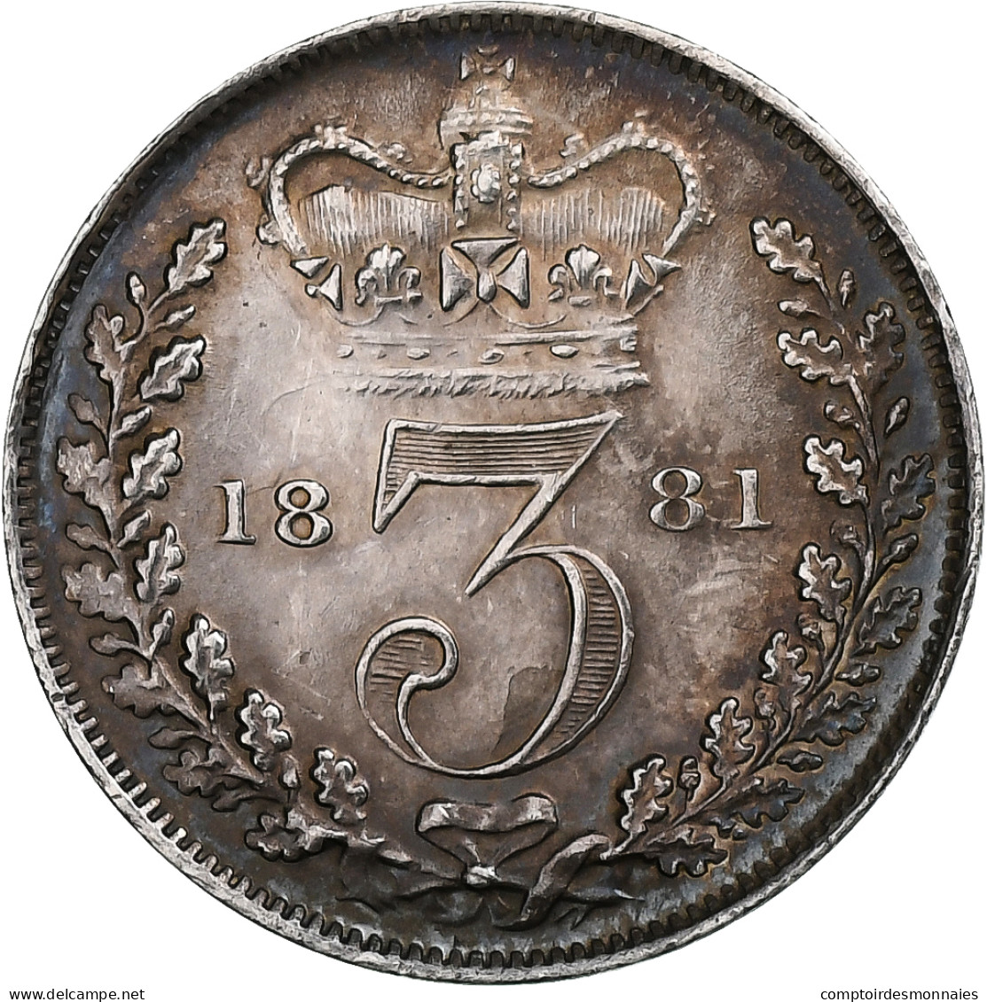 Grande-Bretagne, Victoria, 3 Pence, 1881, Argent, TTB+, KM:730 - F. 3 Pence