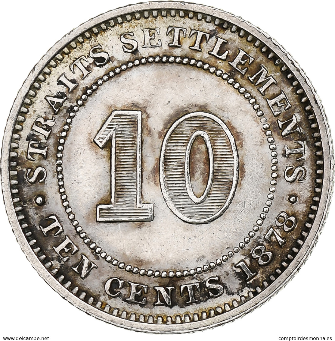 Établissements Des Détroits, Victoria, 10 Cents, 1878, Argent, TTB, KM:11 - Colonie