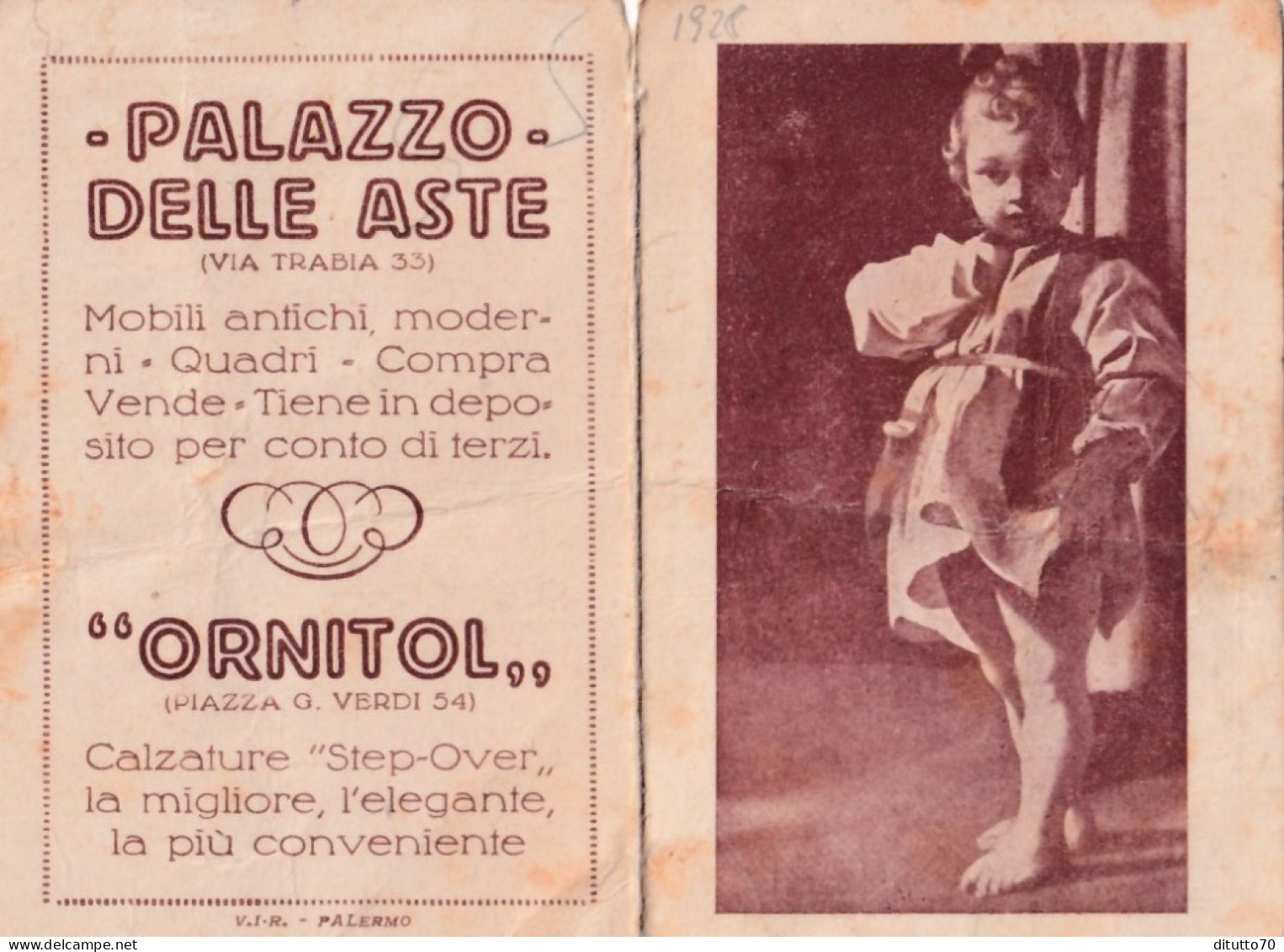 Calendarietto - Palazzo Delle Aste - Ornitol - Anno 1928 - Tamaño Pequeño : 1921-40