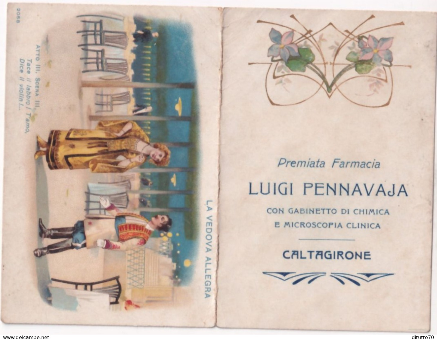 Calendarietto - Premiata Farmacia - Luigi Pennavaja - Caltagirone - Anno 1915 - Tamaño Pequeño : 1921-40