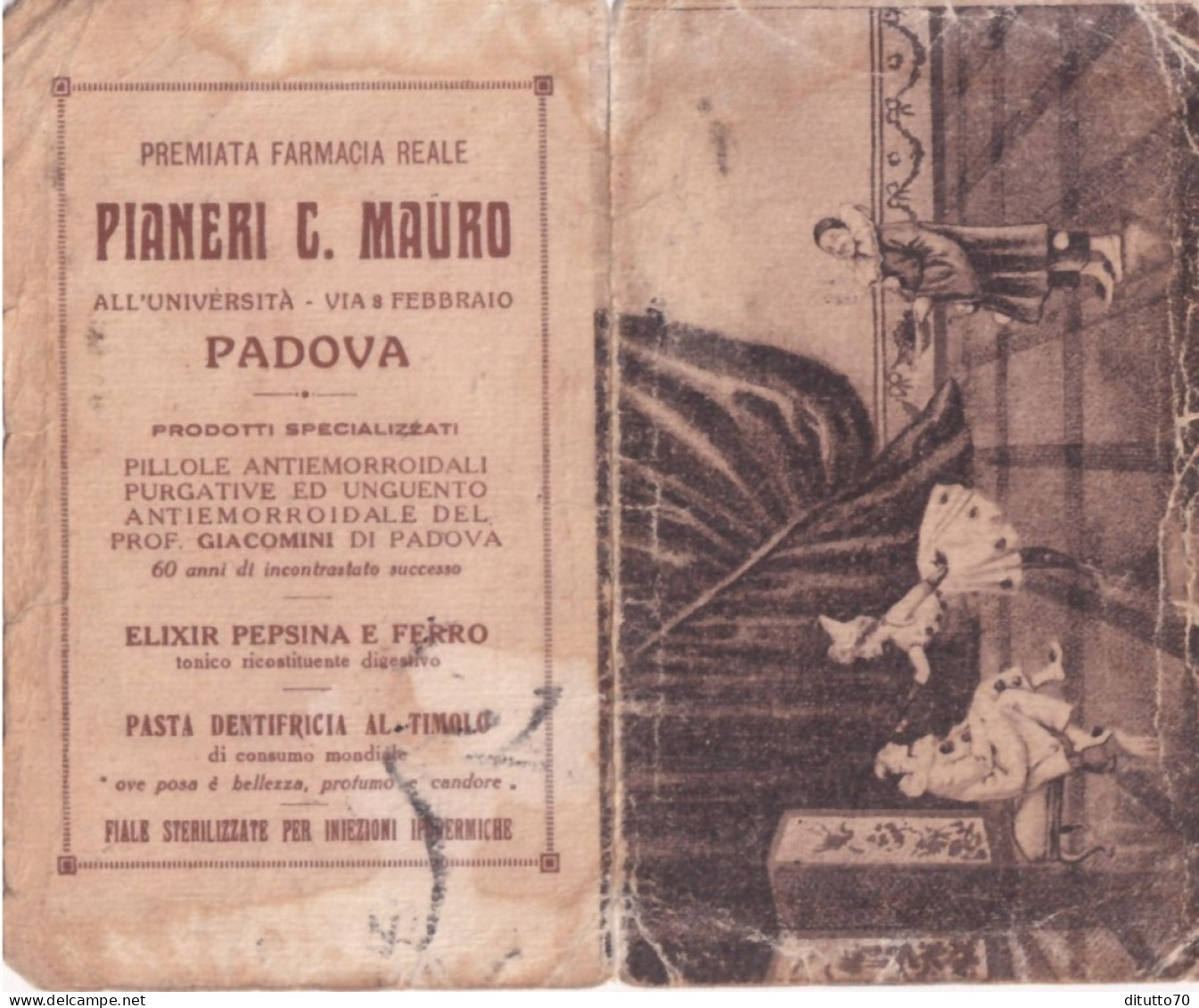 Calendarietto - Premiata Farmacia Reale - Pianeri C.mauro - Padova - Anno 1921 - Tamaño Pequeño : 1921-40