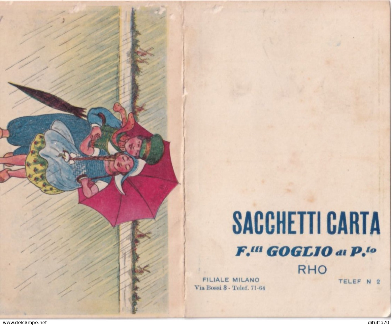 Calendarietto - Sacchetti Carta - F.lli Goglio Di P.lo - Rho - Anno 1915 - Petit Format : 1901-20